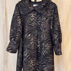 George Simonton Black and Gold Patterned Swing Coat